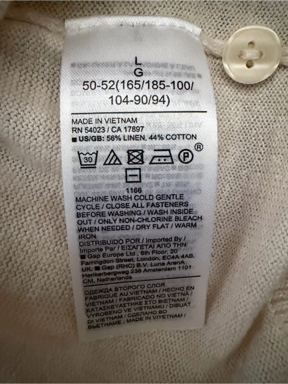 Banana Republic Men's Cream Short-Sleeve Knit Polo with Chest Pocket